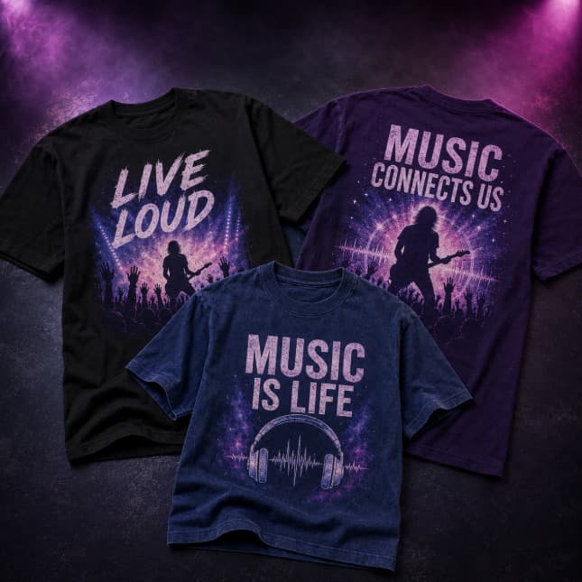 T-shirts in the OohYeah music marketplace
