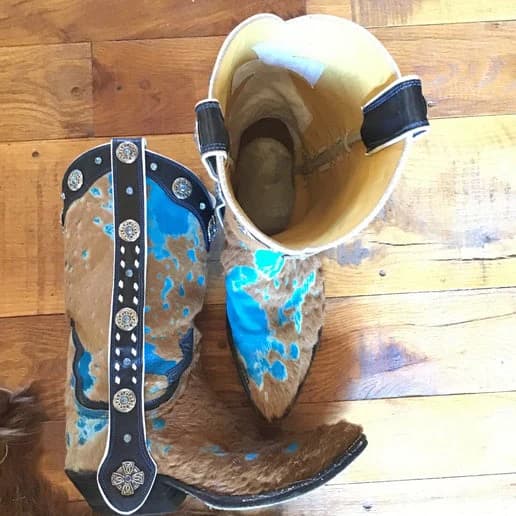 High-Shafted Turquoise Cowhide Boots